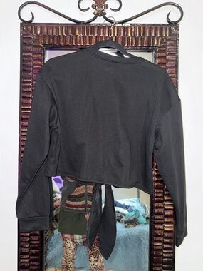 Halara NEW Dropped Shoulder Tie Back Cropped Casual Sports Sweatshirt Size S